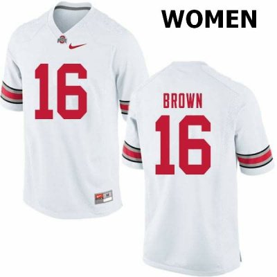 Women's Ohio State Buckeyes #16 Cameron Brown White Nike NCAA College Football Jersey Winter GGL1244SJ